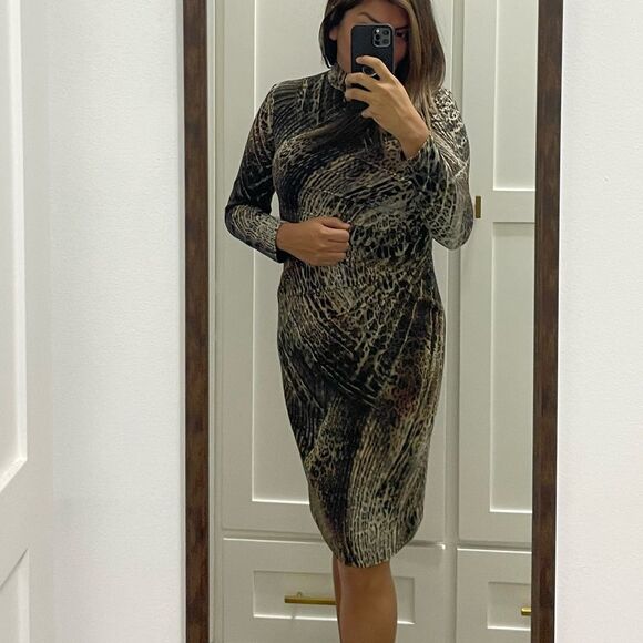 Carlisle Catwalk Camo Animal Print Pencil Cocktail Dress Size 4 - Picture 12 of 13